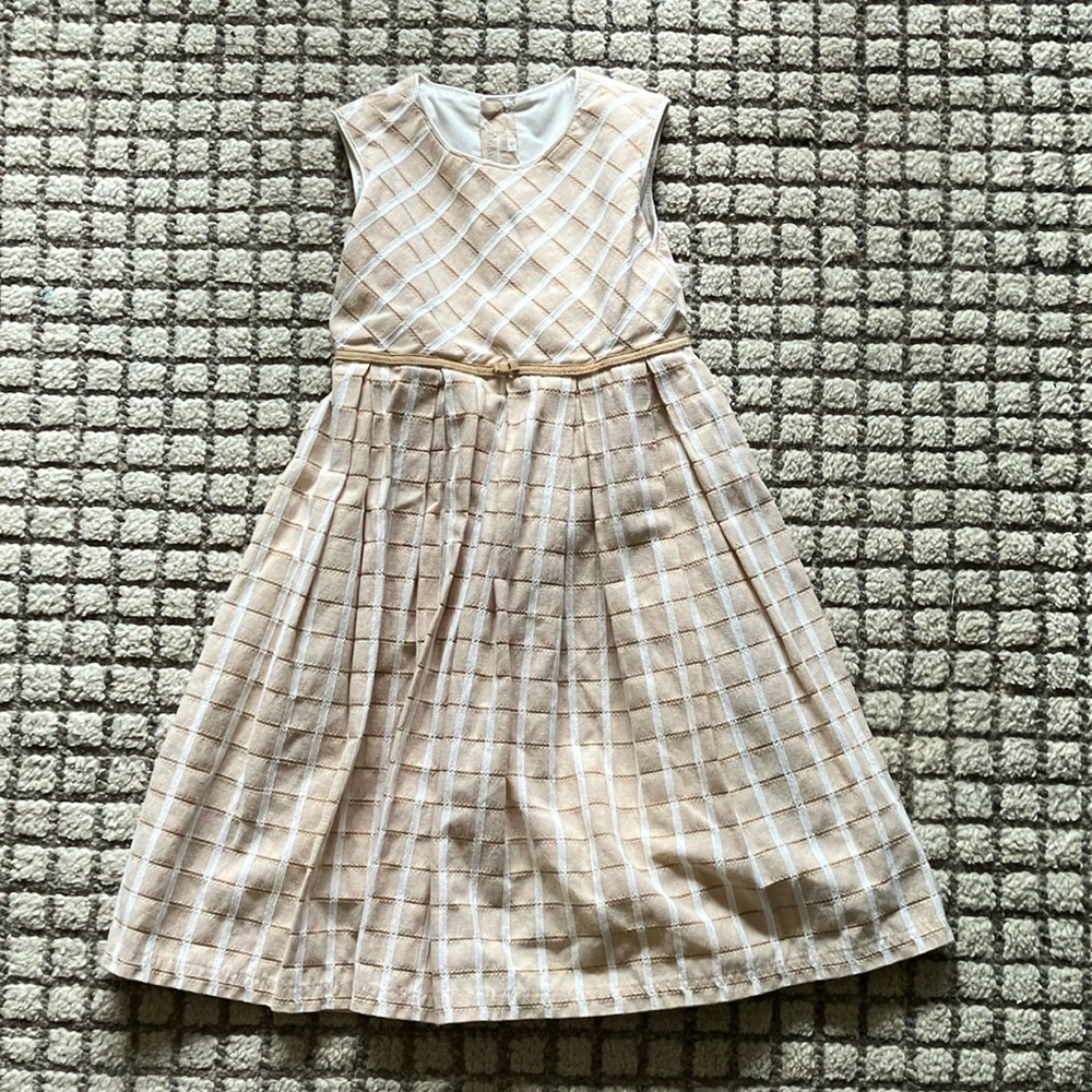 Mayoral Sleeveless Plaid Tan Dress 6
